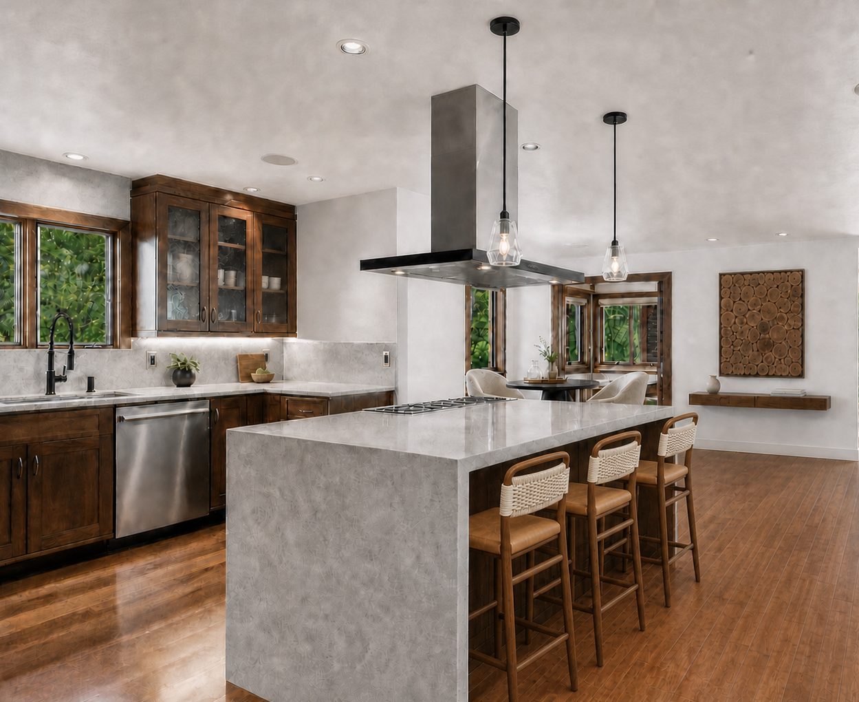 Kitchen island open to the great room
